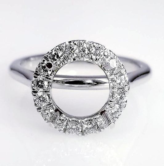 "ENGR03020" Micro Pave Set Diamond Halo Engagement Ring Setting