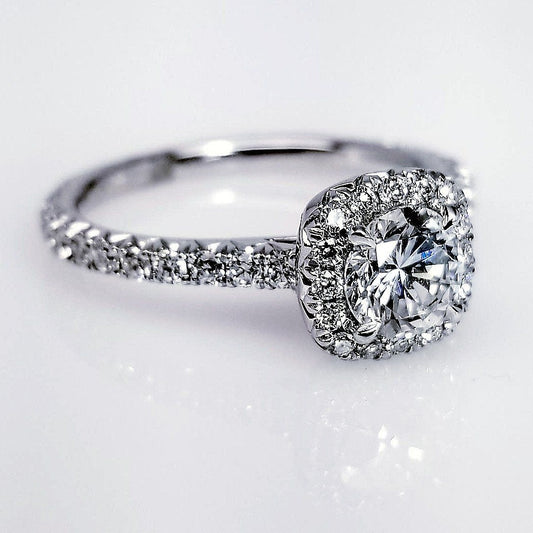 "ENGR03116" Round Cut Halo Set Diamond Engagement Ring