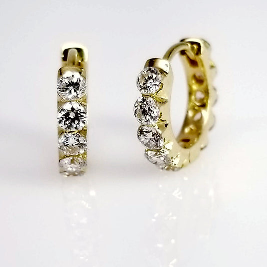 "EARR01341" Huggie Earrings Inside Out With Diamonds