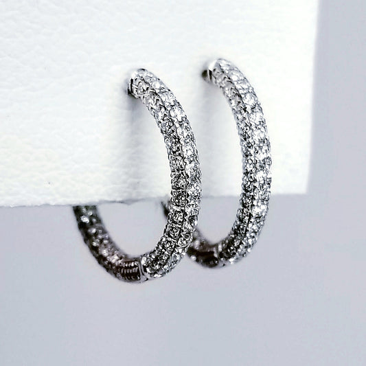 "EARR01340" Pave Diamond Hoop Huggie Earrings
