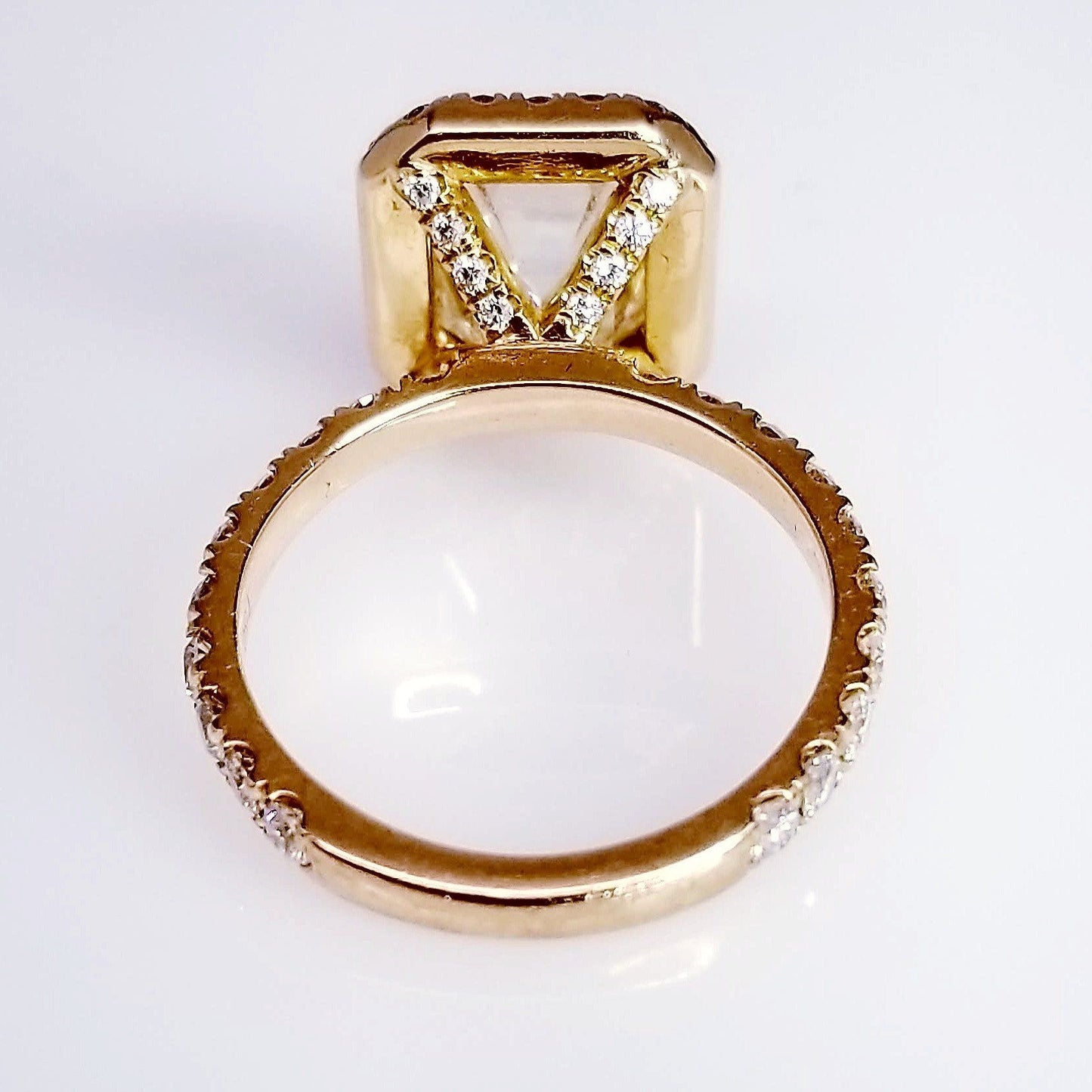 "ENGR03188" Emerald Cut Diamond Halo Rose Gold Engagement Ring