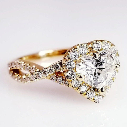 "ENGR02995" Heart Shape Halo Twist Rose Gold Engagement Ring