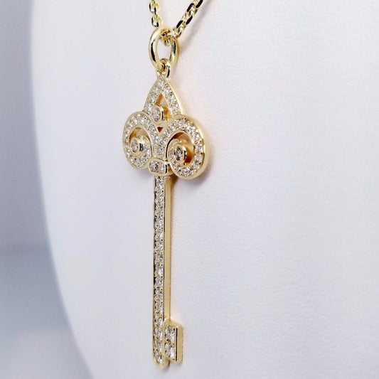 Diamond Key Yellow Gold Pendant 1.35cts