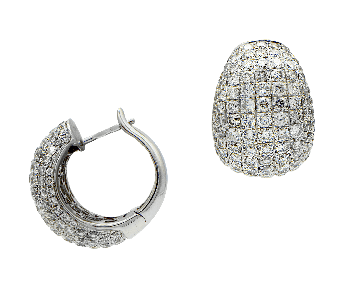 "EARR00110" Wide Diamond Pave Huggie Hoop White Gold