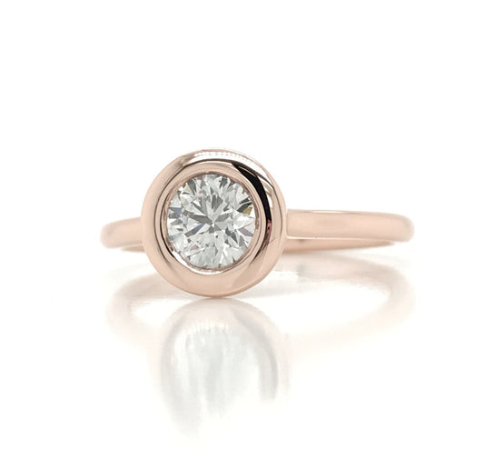 "ENGR03350" 0.75 Carat GIA Certified Round Brilliant Diamond Bezel Set Engagement Ring