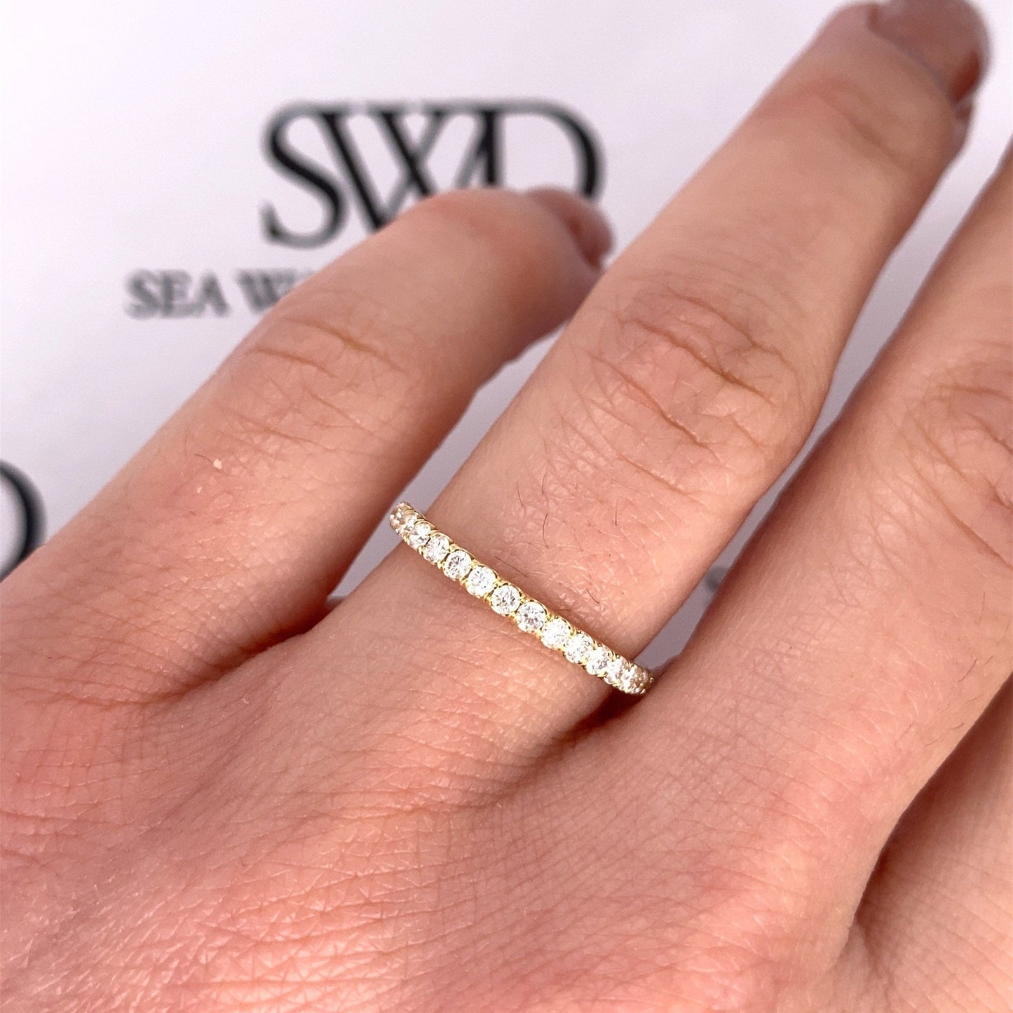 "ETNBD01916" 2.2MM Handmade French Pave Diamond Eternity Band in 18K Gold - Made To Order - Proudly Made in The USA