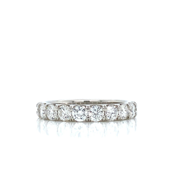 De Beers Platinum Diamond Classic Half Eternity Wedding Band Ring