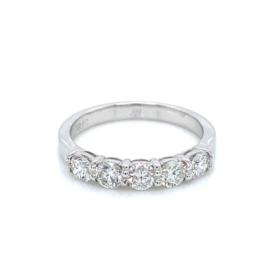 "DBAND01952" 5 Stone Ladies Diamond Wedding Band in 18K White Gold