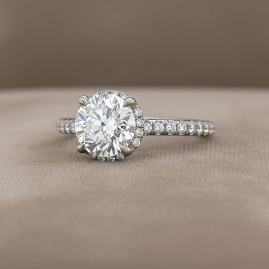 "ENGR03442" 1.52 Carat GIA Round Diamond Halo Engagement Ring in Platinum