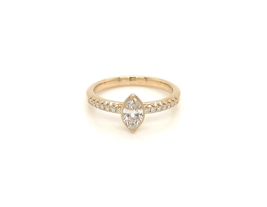 0.51 Total Carat Marquise Diamond Ladies Ring in Yellow Gold Band
