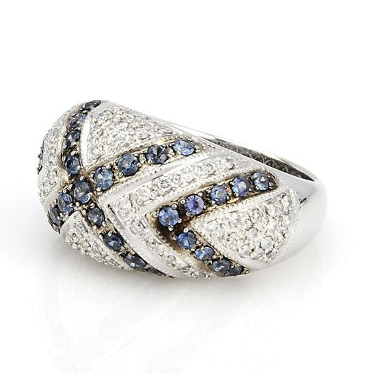 "LADRG01126" Sapphire And Diamond Fashion RingIn 14k White Gold