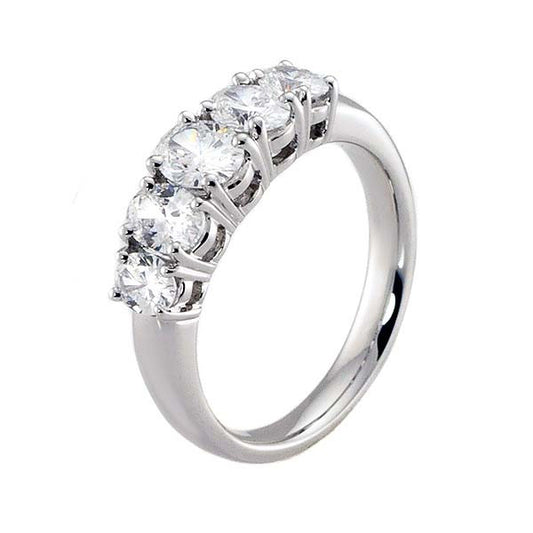 "5STRG01019" Oval Brilliant Five Stone Anniversary Ring in 18K White Gold