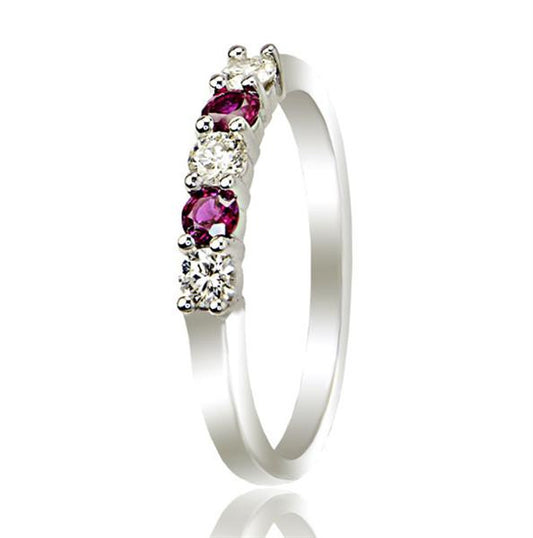 "5STRG01030" Five Stone Ruby and Diamond Band