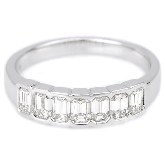 "DBAND01522" Emerald Cut Bezel Set Diamond Anniversary Ring
