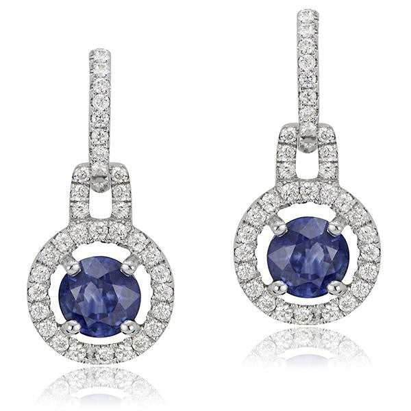 "EARR00173" Sapphire And Diamond Earrings In 18k White Gold