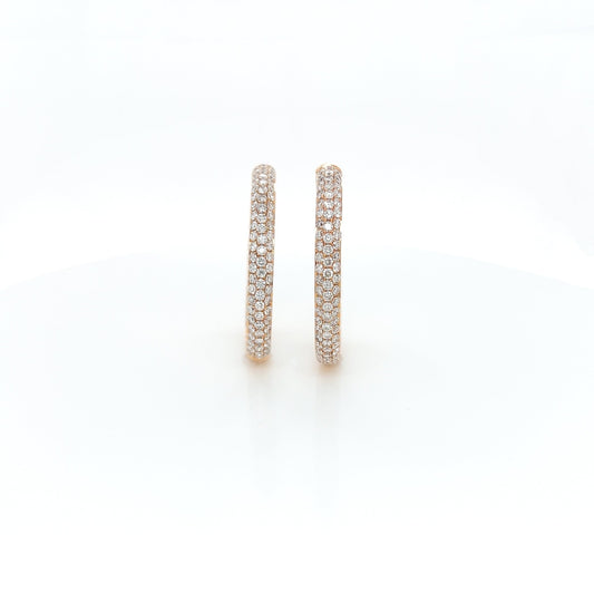 5.42 Carat Oval Hoop Diamond Earrings in 18K Rose Gold