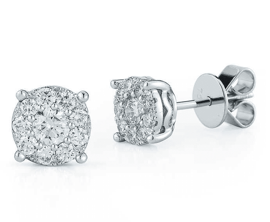 "EARR01357" Diamond Halo Stud Halo Earrings