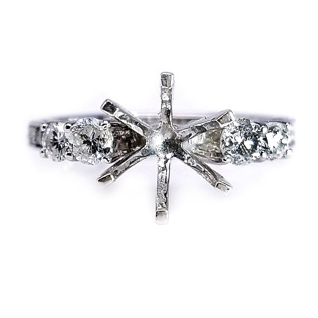 "ENGR01156" Six Prong Vintage Inspired Round Diamond Setting