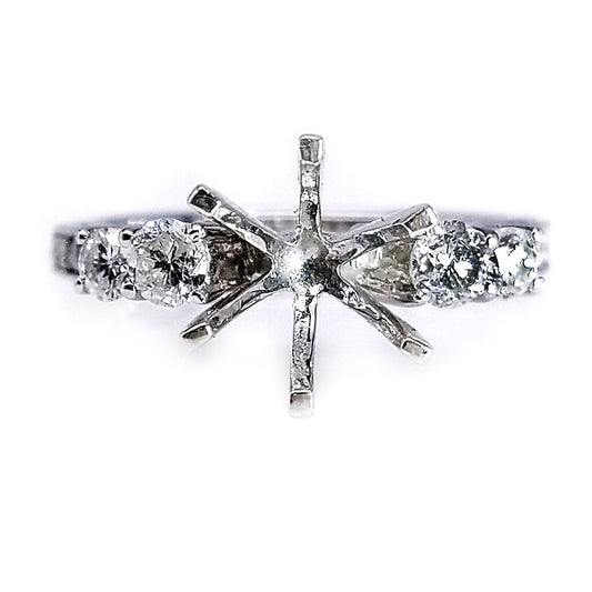 "ENGR01156" Six Prong Vintage Inspired Round Diamond Setting