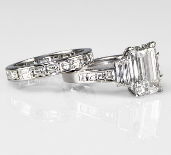"ENGR01616" Emerald Cut Three Stone Diamond Ring
