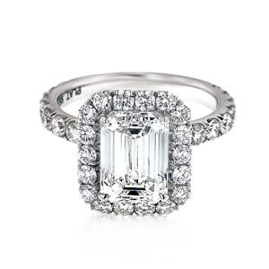 "ENGR01936" Emerald Cut Halo Diamond Engagement Ring