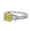 2.20 Total Carat Fancy Yellow Diamond Ladies Engagement Ring GIA