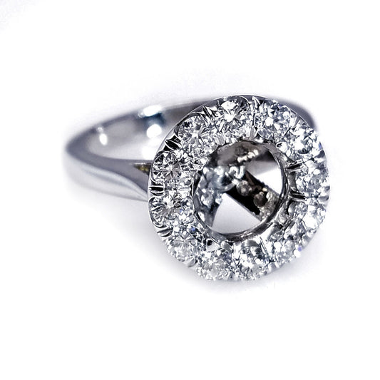 "ENGR02162" Platinum Halo Round Cut Diamond Engagement Ring Setting