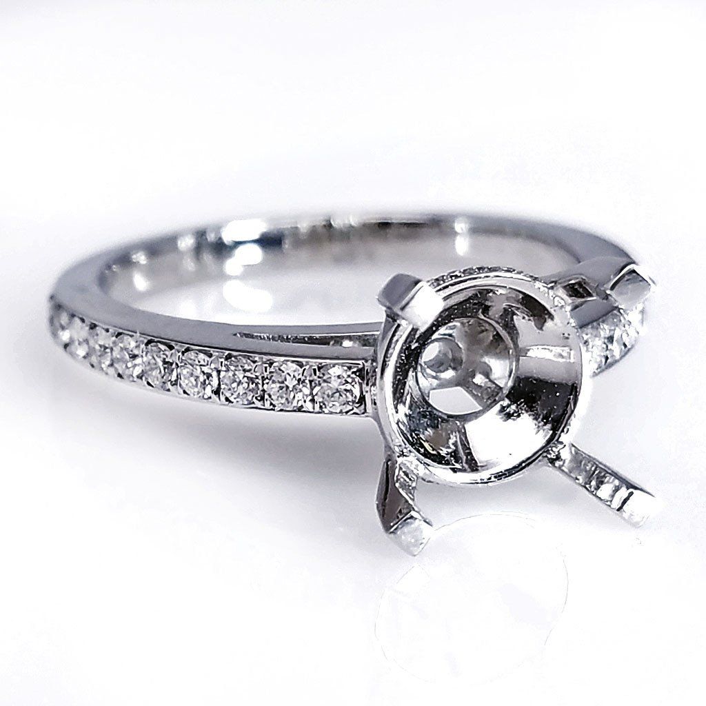 "ENGR02572" Handcrafted Pave Hidden Diamonds Solitaire Setting