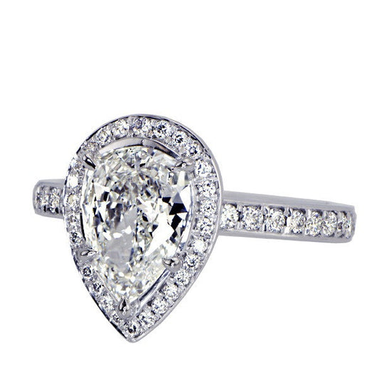 "ENGR02851" Pear Cut Halo Set Diamond Engagement Ring