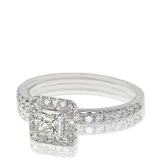 "ENGR02854" Halo Set Princess Cut Diamond Engagement Ring