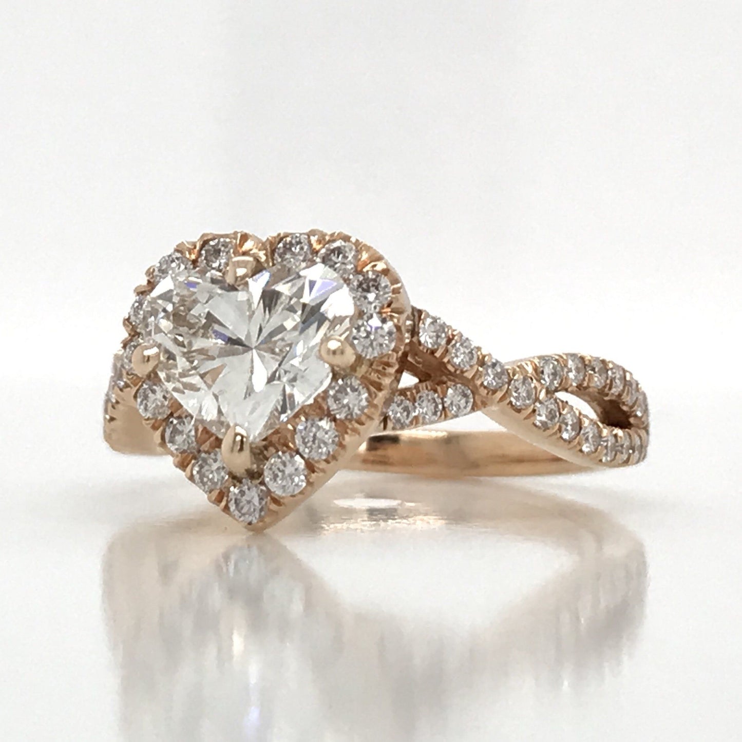 "ENGR02995" Heart Shape Halo Twist Rose Gold Engagement Ring