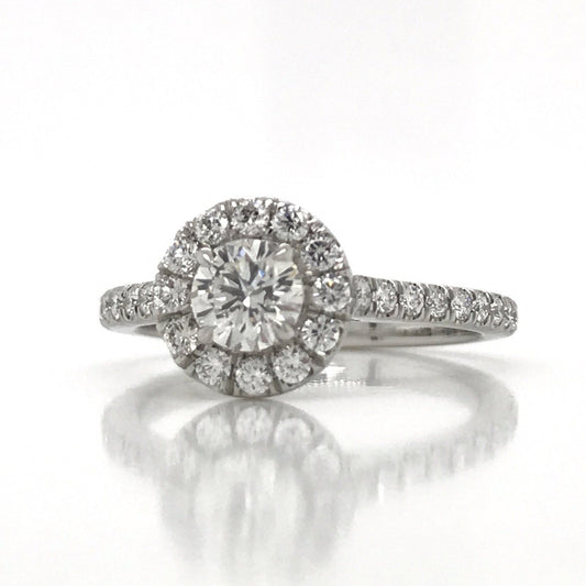 "ENGR03160" 0.41 Carat Round Diamond Halo Engagement Ring in Platinum