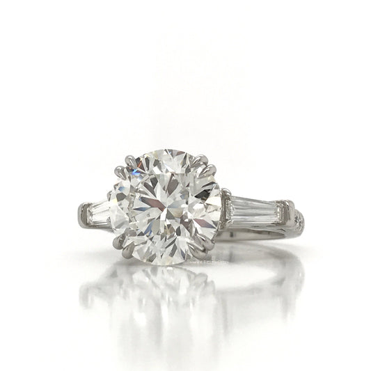 5.01 Carat GIA Round Brilliant Diamond Three Stone Engagement Ring