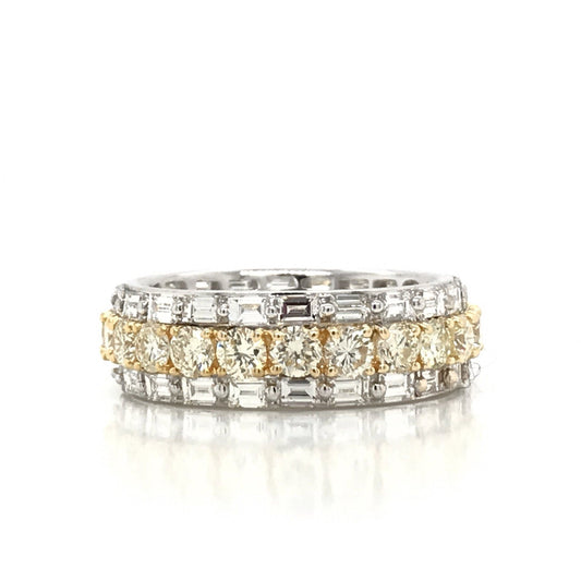 "LADRG01350" Two Tone Round Diamond and Emerald Shaped Diamond Eternity Band