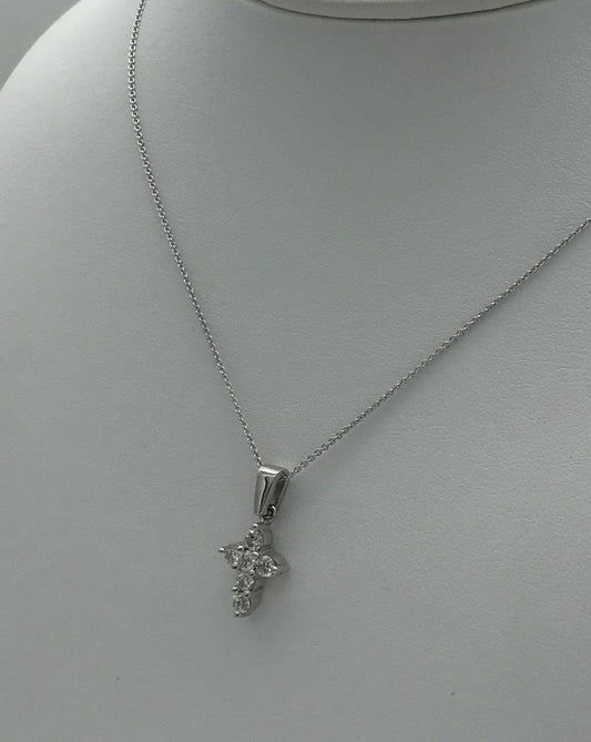 "PEND01319" Petite Diamond and White Gold Cross Pendant