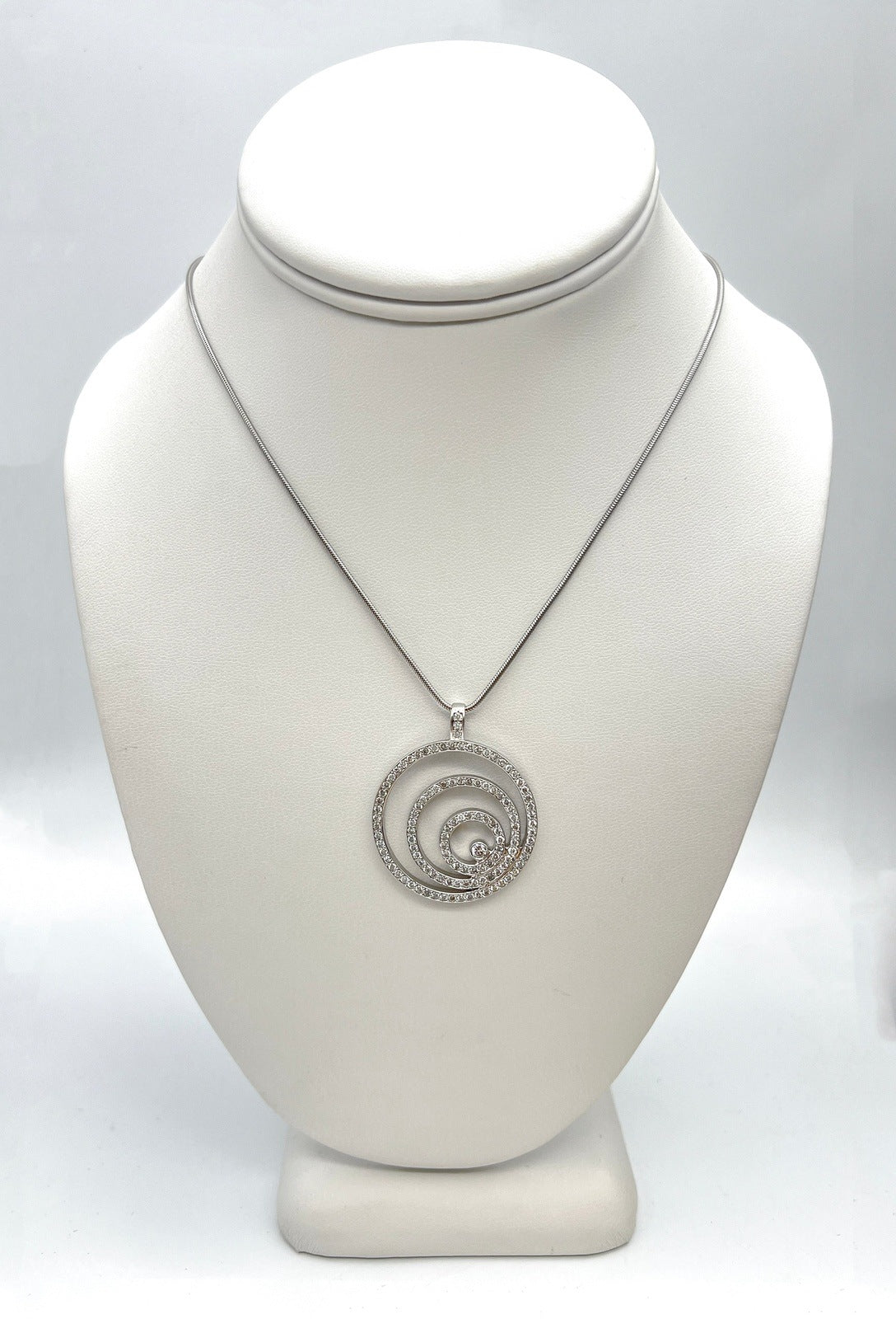 2.35 Carat Round Triple Circle Diamond Pendant Necklace