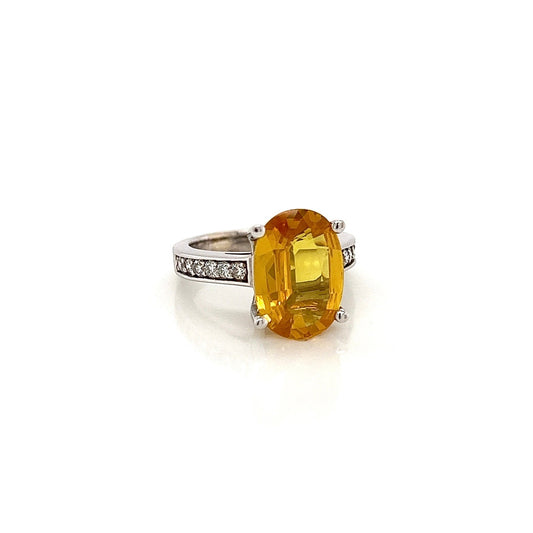 5.60Carat Rare Yellow Sapphire Ladies Diamond Ring