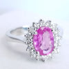 2.16 Total Carat Pink Sapphire Diamond Halo Ladies Ring