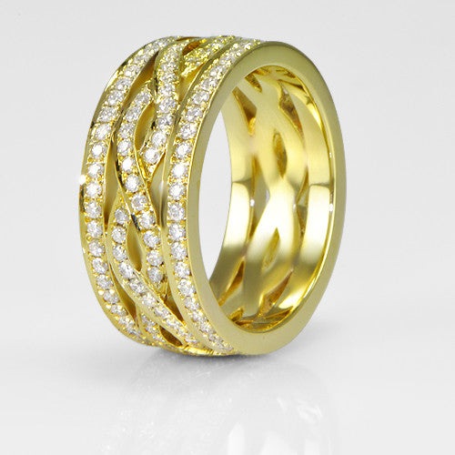 1.46 Carat Diamond Pave-Set Ladies Ring in 18K Yellow Gold