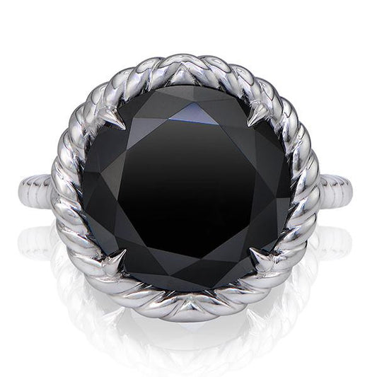 "LADRG01537" Black Diamond Fashion RingIn 18k White Gold