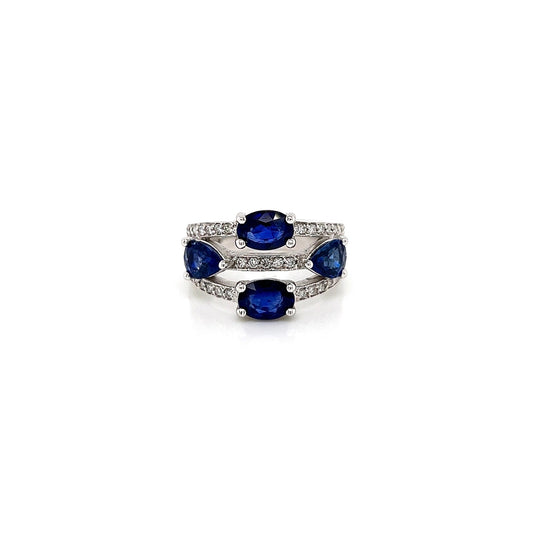 3.71 Total Carat Sapphire Diamond Ladies Ring
