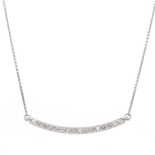0.48 Carat Diamond Pave Bar Pendant Necklace in 14K White Gold on 16" Chain