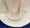 0.48 Carat Diamond Pave Bar Pendant Necklace in 14K White Gold on 16