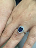 1.88 Total Carat Sapphire Diamond Halo Ladies Ring in 18K White Gold