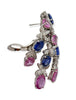 17” Inch 89.98 Total Carat Multicolor Sapphire and 26.98 Total Carat Diamond Necklace and Earrings Set in Platinum Setting