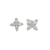 0.86 Carat Flower Shaped Diamond Stud Earrings in 18K White Gold