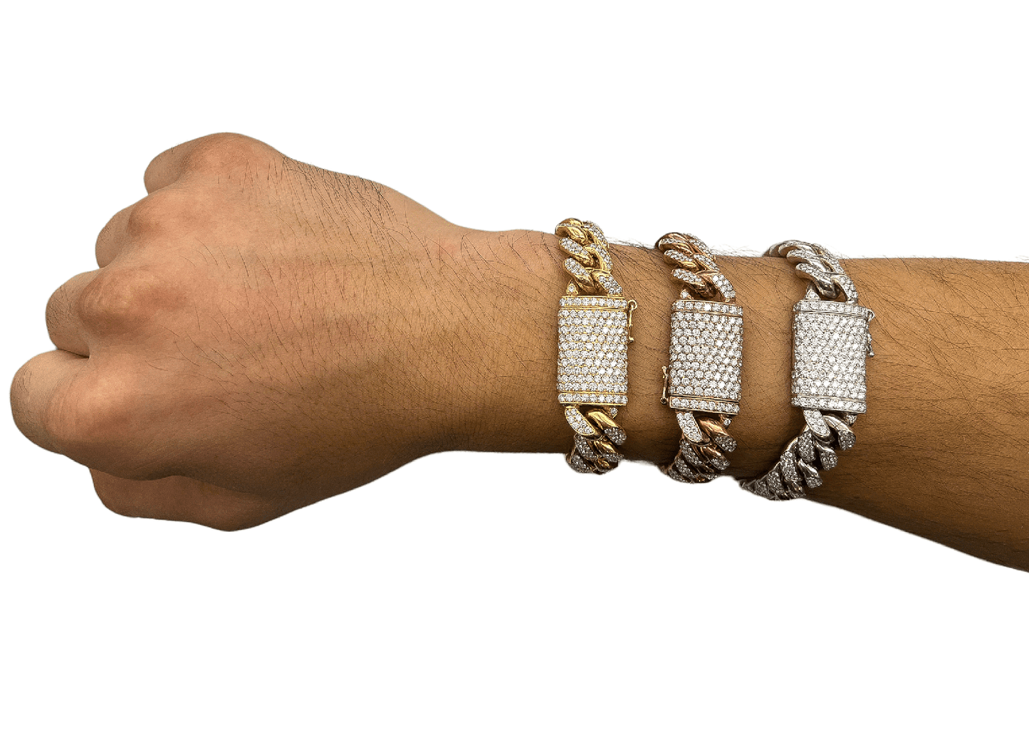 11.5 Carat Unisex 14K White Gold Iced Out Cuban Link Diamond Bracelet, 114g 8"