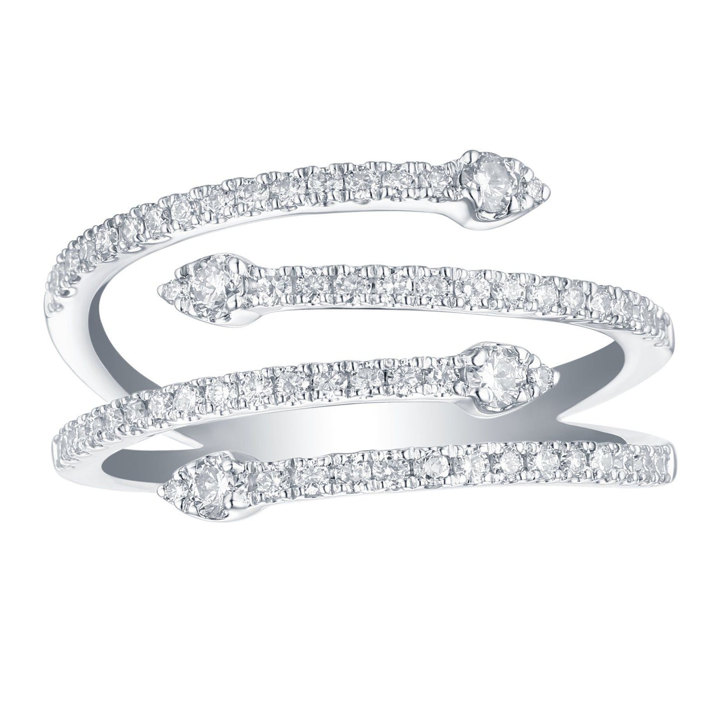 Open Look Floating Criss Cross Ring .57 Carat 14K White Gold