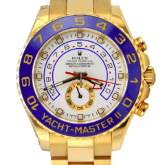 Rolex Yacht-Master II 44mm Yellow Gold White Dial Blue Ceramic Bezel 116688
