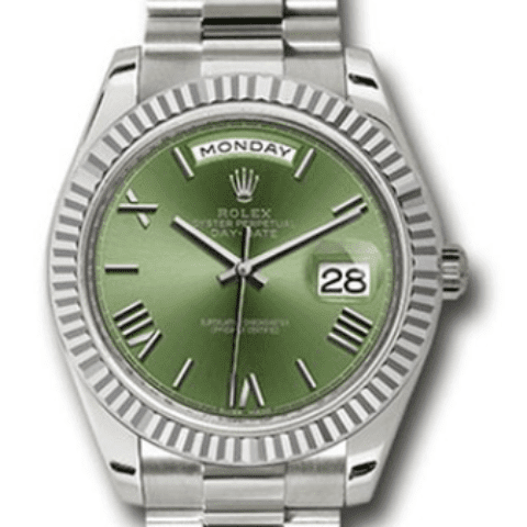 Rolex white gold clearance green dial